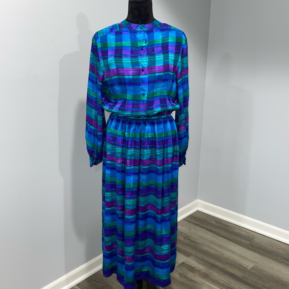 Vintage Anne Crimmins for UMI collection blouson dress size 8  100 percent silk